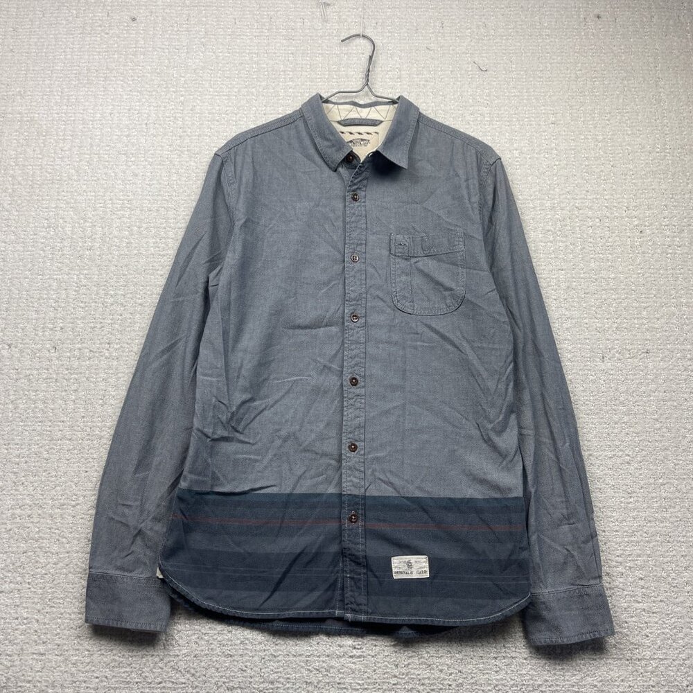 Vans Color Block Long Sleeve Button-Up Dress Shirt Men M Grey Skater Surfer
